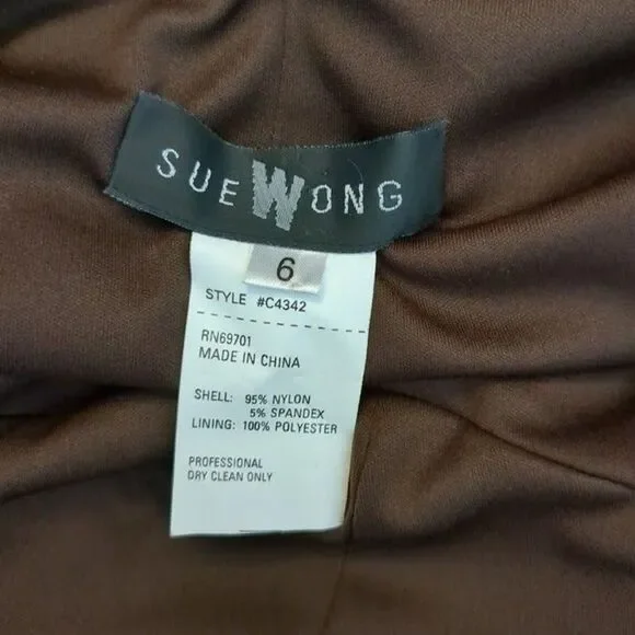 Vintage Sue Wong Mesh Dress Y2K Fairycore Drop Waist Brown Whimsygoth Size 6 - Picture 8 of 11